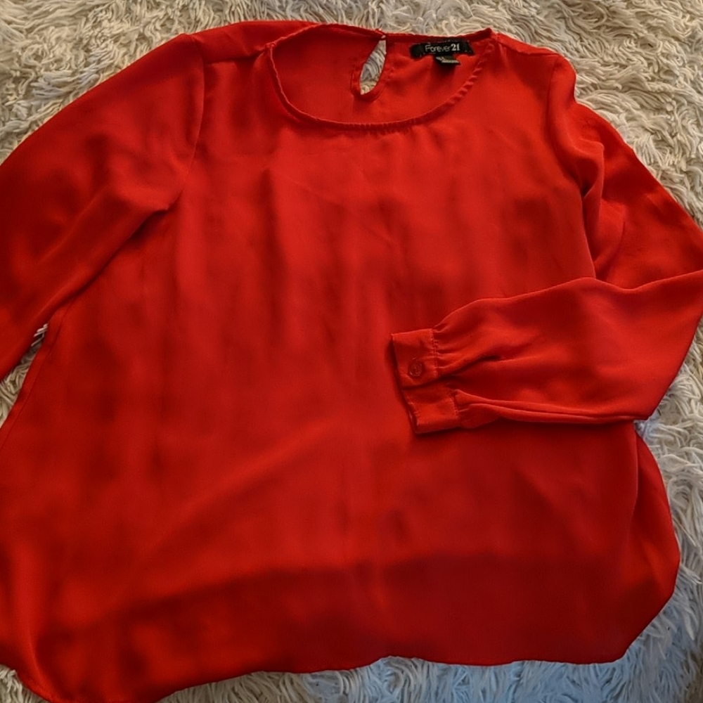 Red flowy top